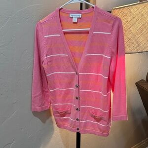 Christopher & Banks Vibrant Pink Cardigan with Stripes SM.    A032